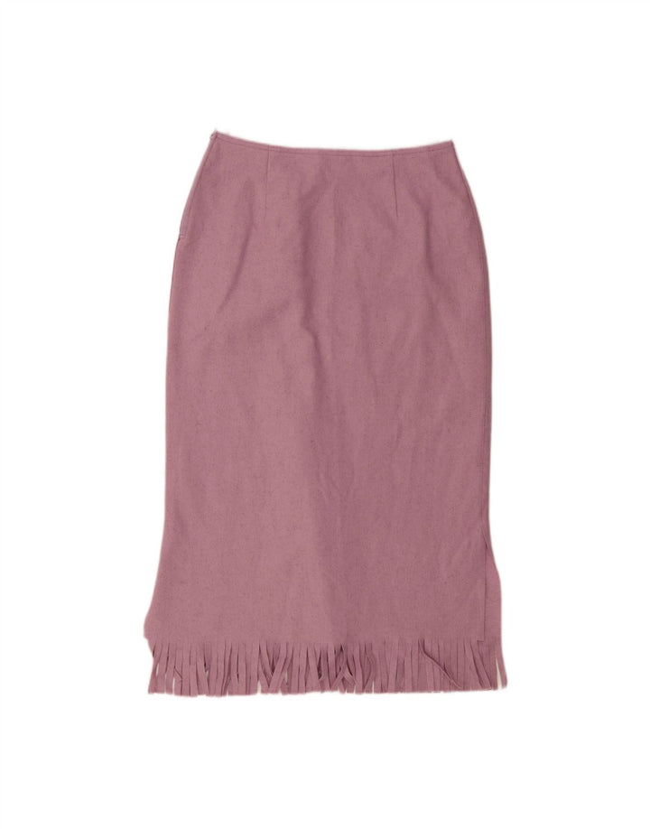 Saia midi feminina BENETTON IT 42 médio W28 lã roxa