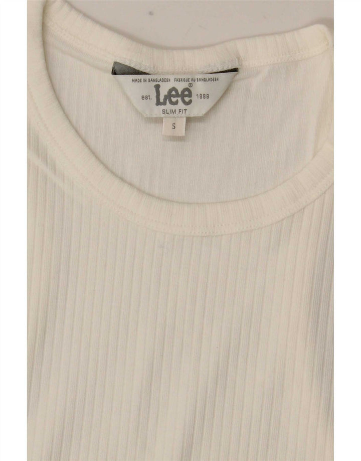 Lee Womens Crop Slim Fit Colete Top Reino Unido 8 Pequeno Branco