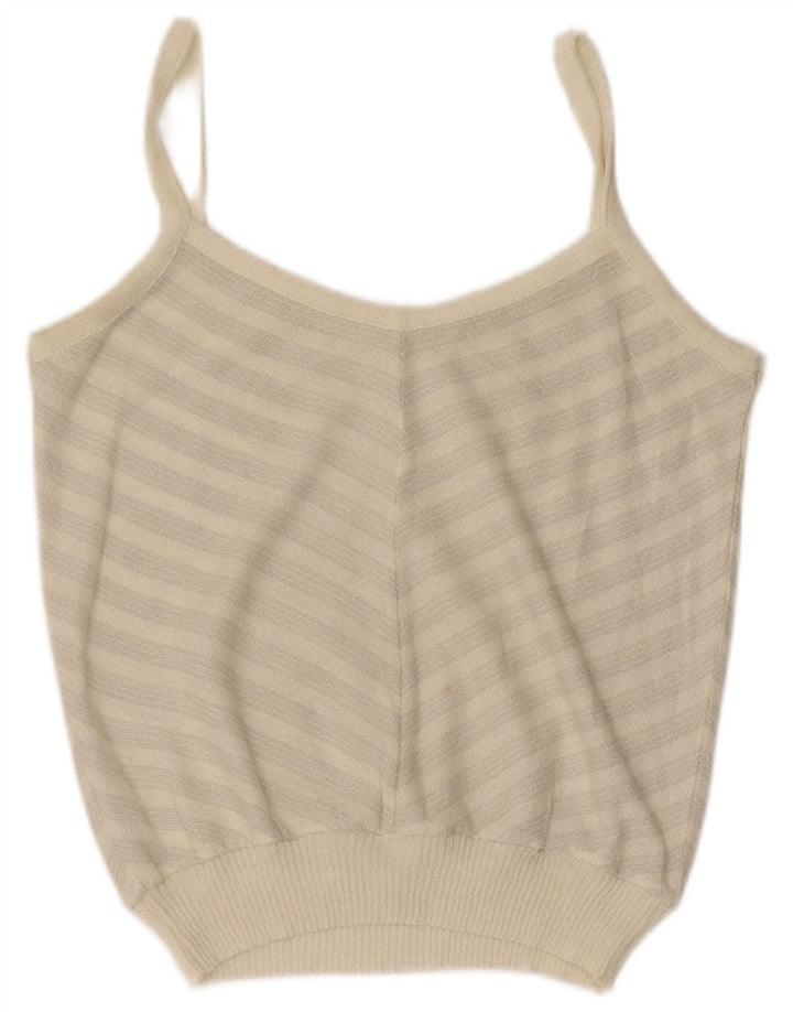 Top cami feminino VINTAGE UK 14 médio branco Chevron
