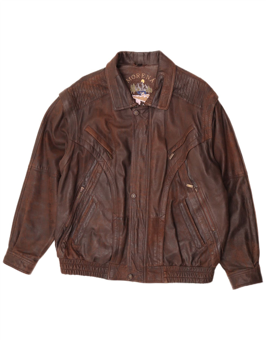 Jaqueta de couro masculina Morena UK 46 3XL couro marrom