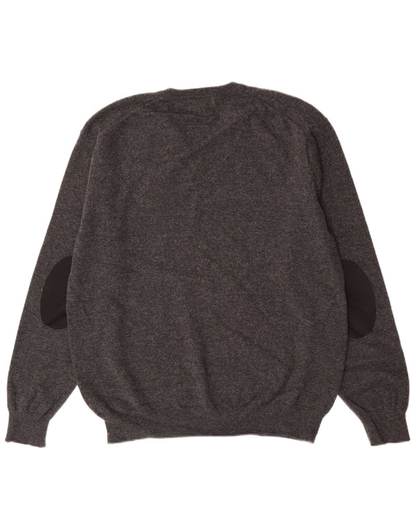 Suéter masculino Gant com decote em V 2XL lã de cordeiro cinza