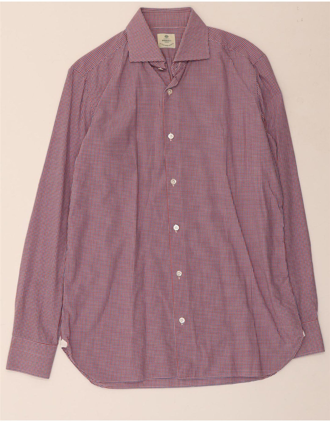 Camisa masculina BORRELLI tamanho 39 15 1/2 algodão xadrez médio multicolorido