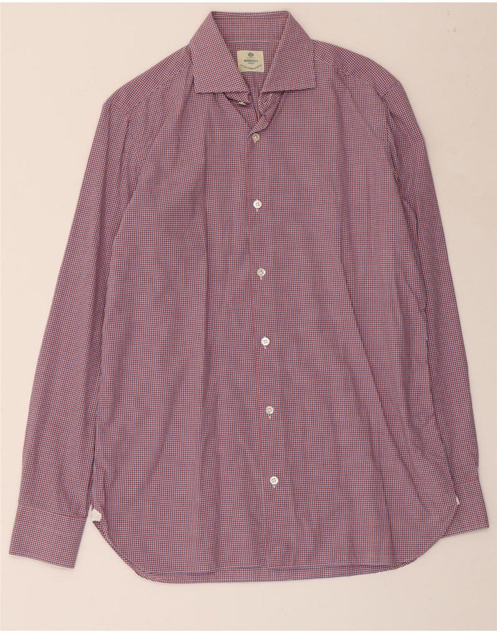 Camisa masculina BORRELLI tamanho 39 15 1/2 algodão xadrez médio multicolorido
