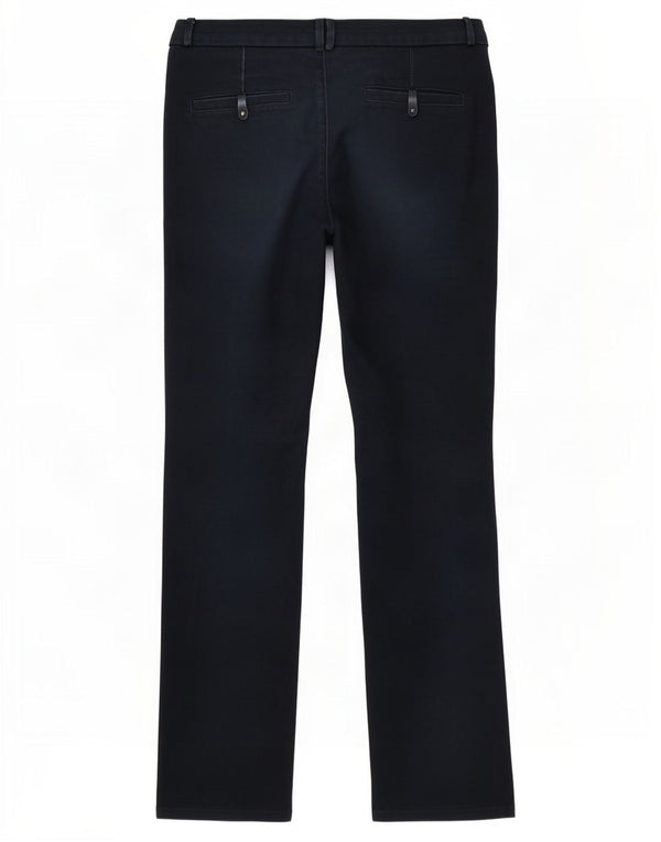 Zara Calça feminina casual bootcut UE 42 grande W32 L33 algodão azul marinho