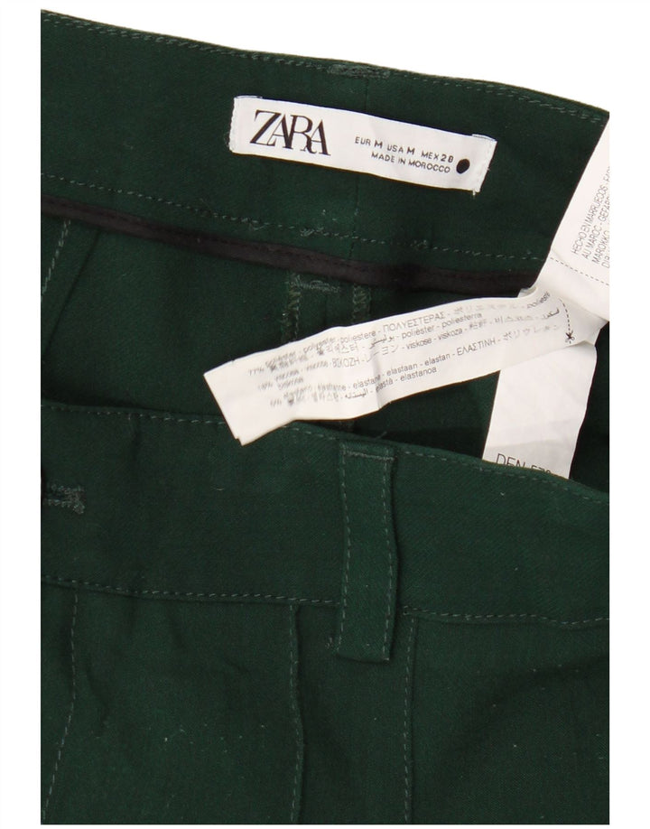 Calça feminina reta casual Zara médio W28 L31 poliéster verde