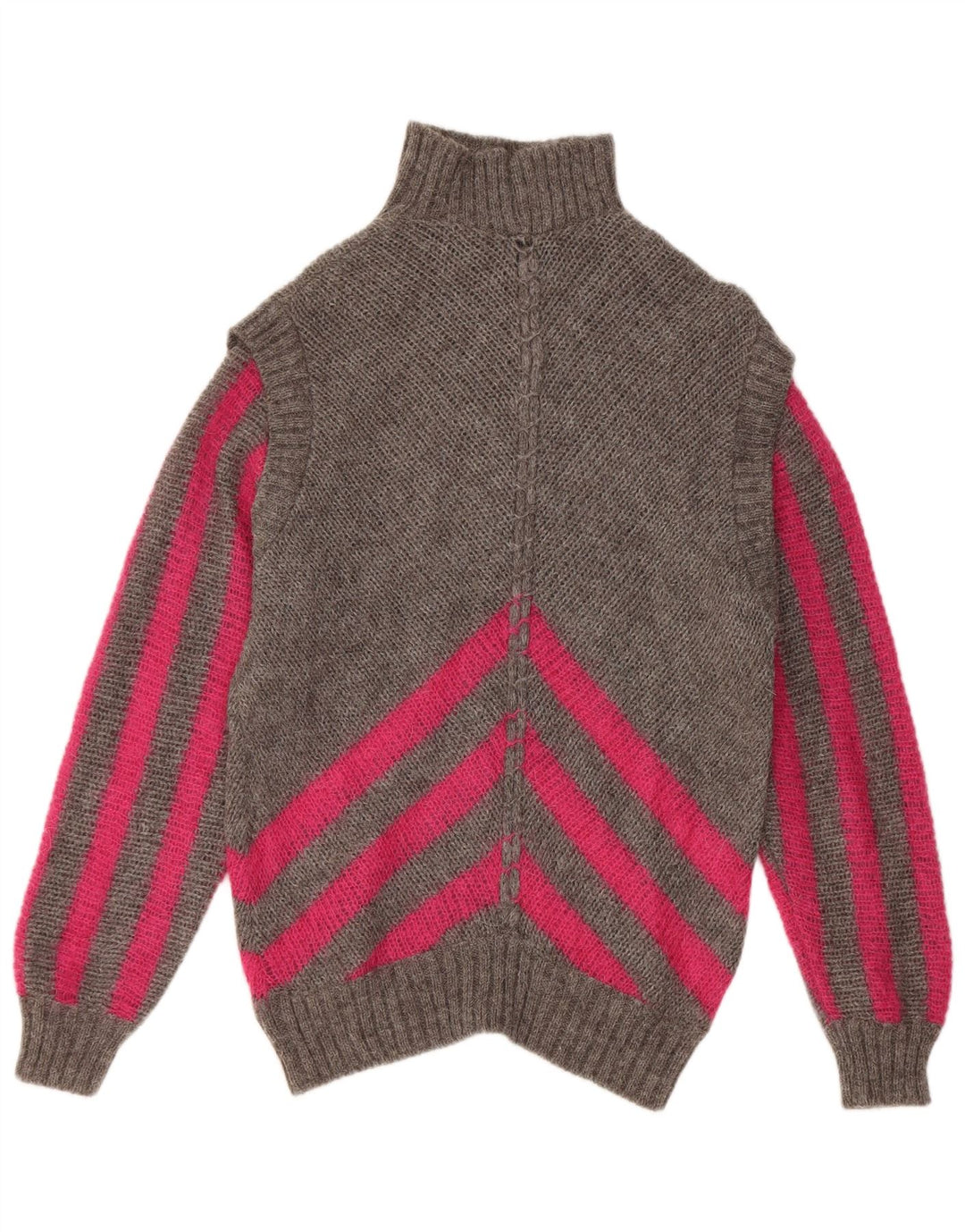 Suéter feminino vintage com gola redonda IT 42 listrado cinza médio