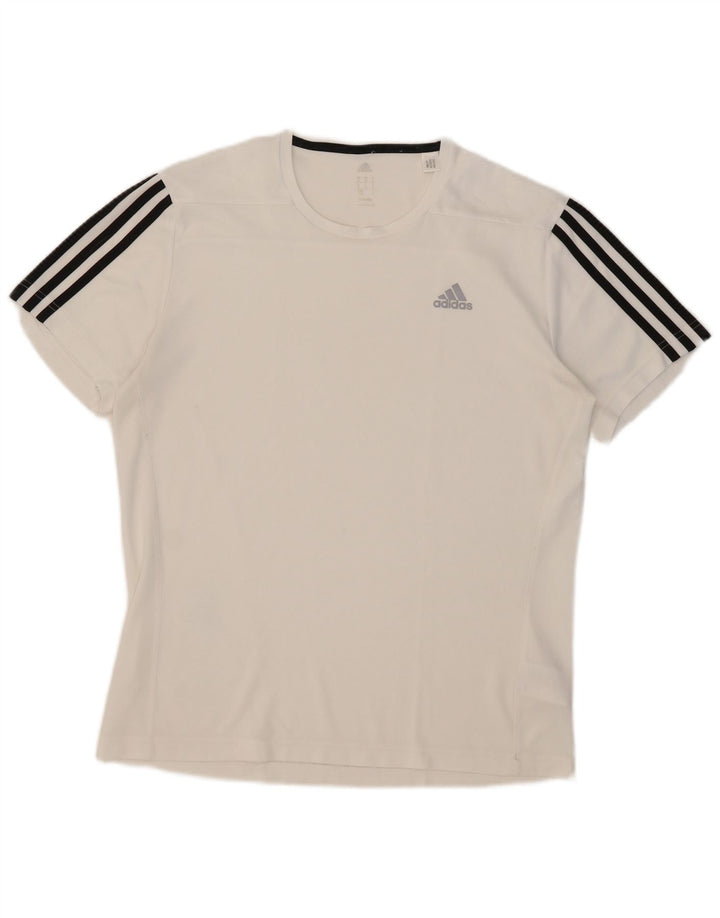 Adidas Mens Climalite Camiseta Top Médio Poliéster Branco