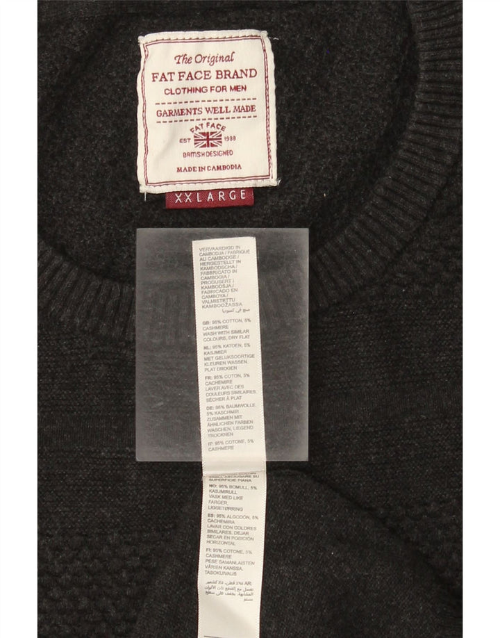 Suéter masculino Fat Face com gola redonda 2XL algodão cinza