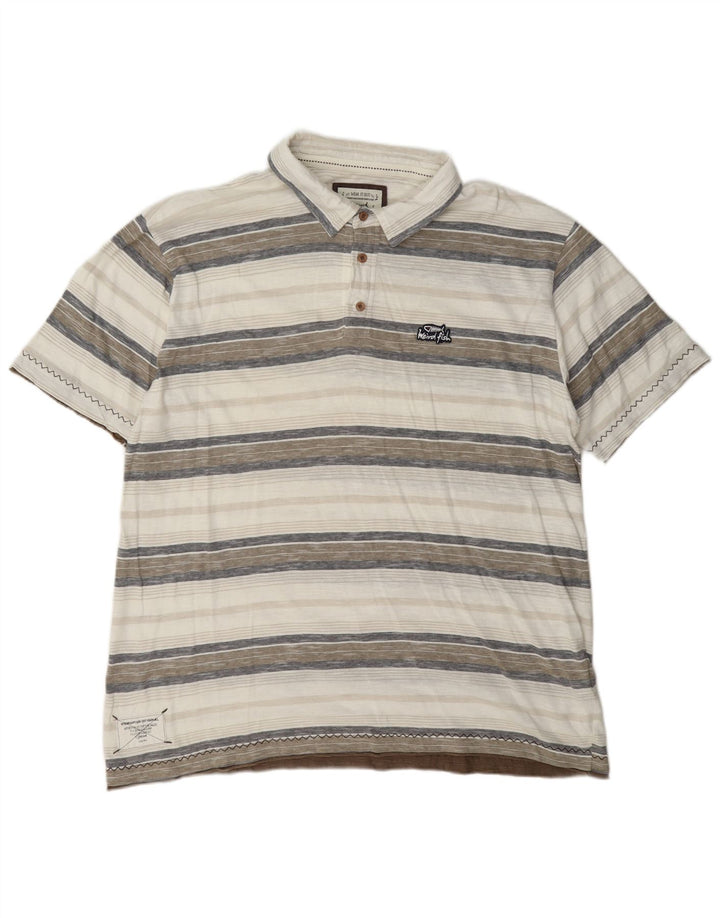 Camisa polo masculina Weird Fish XL de algodão listrado multicolorido