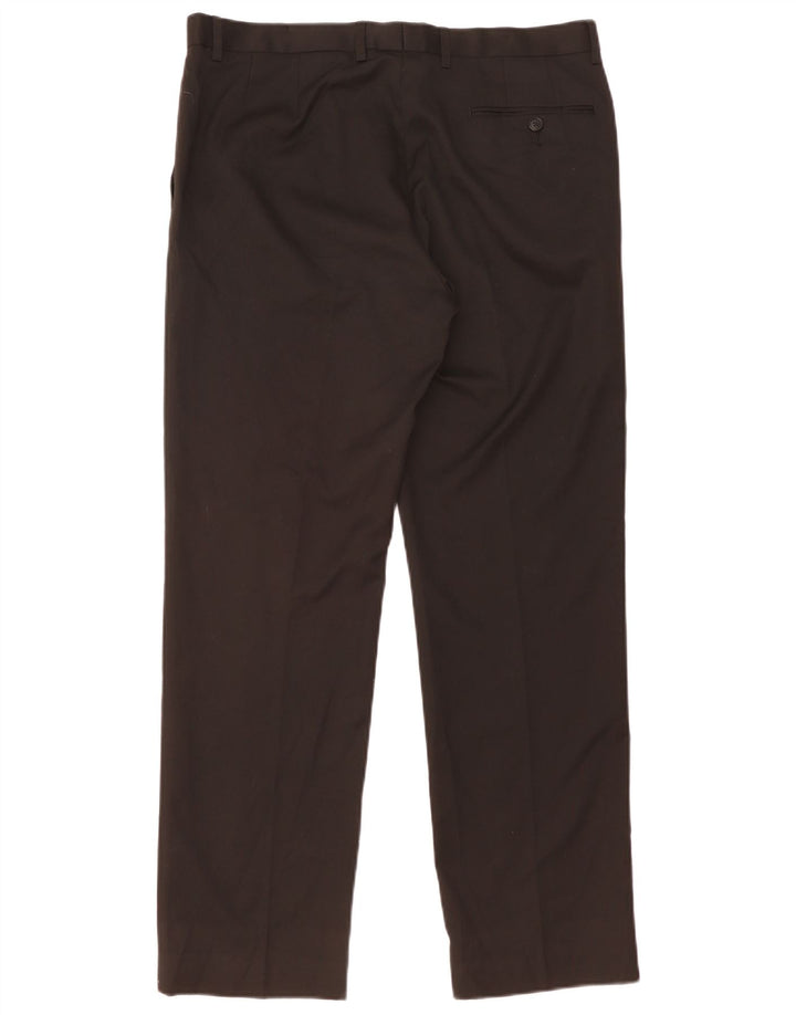 Calça masculina de terno regular Marks & Spencer W36 L25 poliéster preto