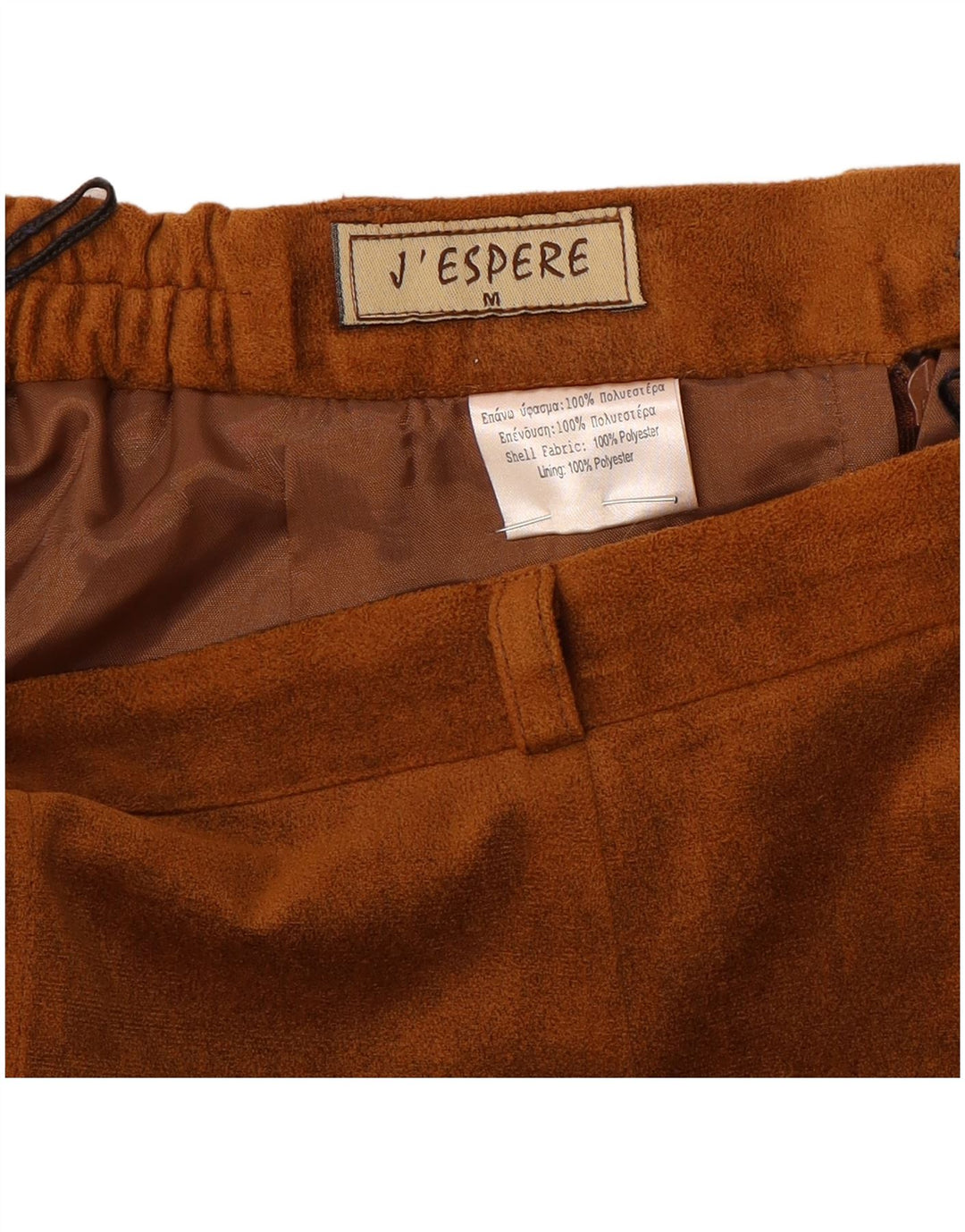 Saia reta de veludo feminino vintage médio W28 poliéster marrom