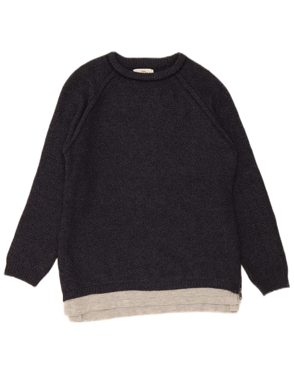 Suéter Zara Boys com gola canoa 9-10 anos azul marinho colorblock acrílico