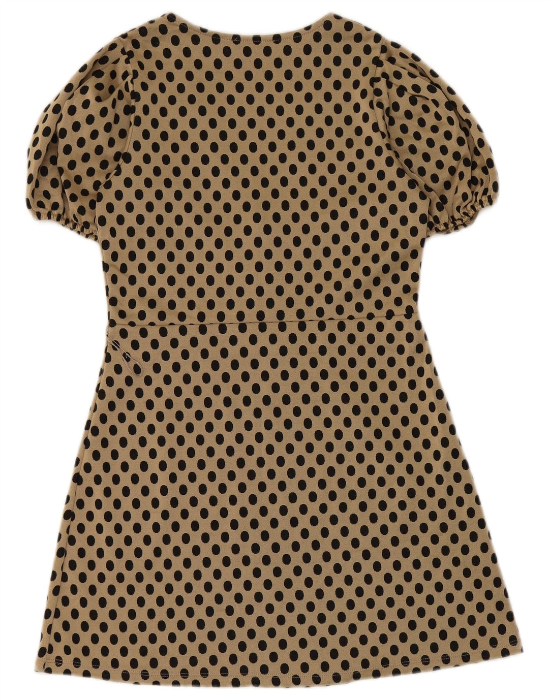 Vestido feminino Zara A-Line UK 12 bolinhas bege médio