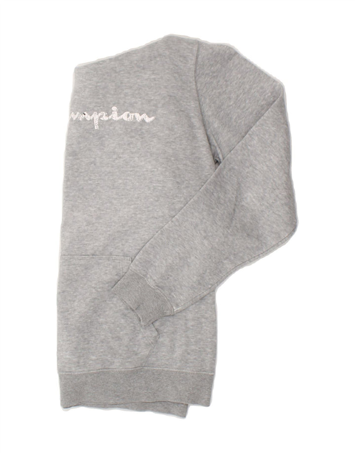 CHAMPION Womens Graphic Hoodie Jumper UK 16 Large Grey Vintage Champion and Second-Hand Champion from Messina Hembry 