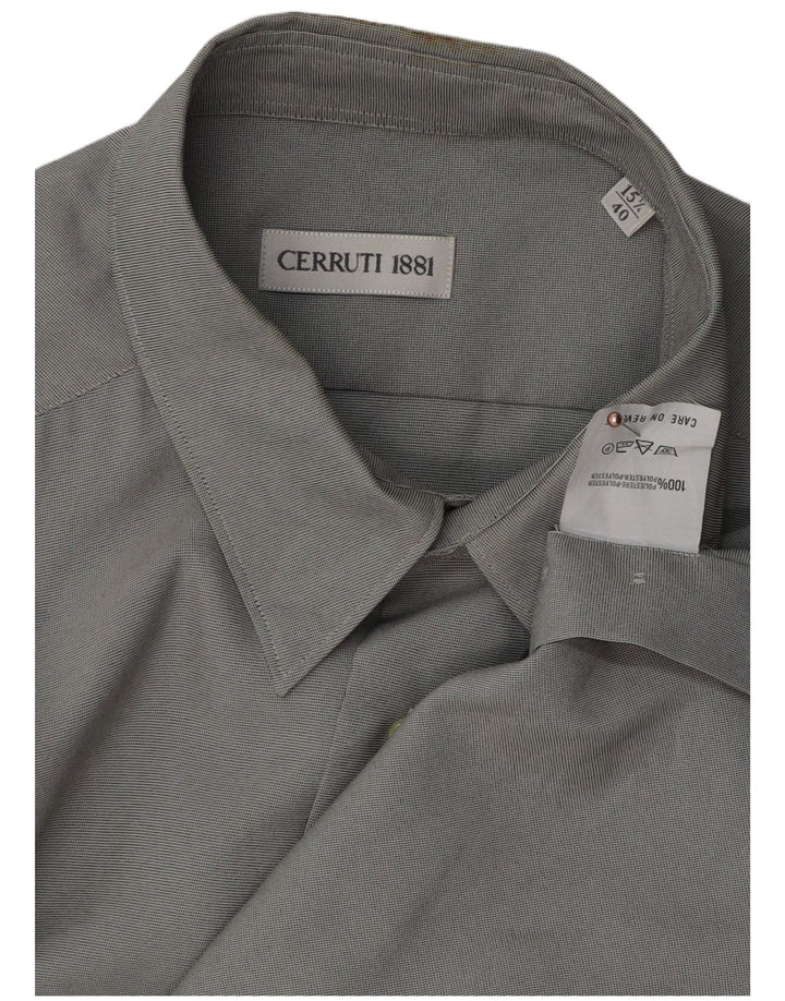 Camisa masculina Cerruti 1881 tamanho 40 15 1/2 poliéster cinza médio