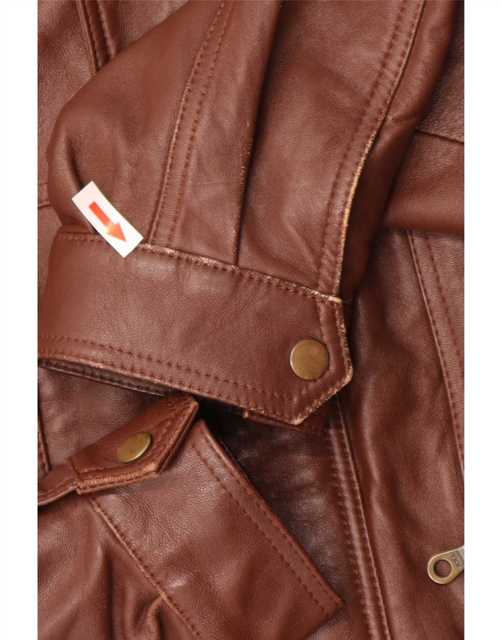 Jaqueta de couro masculina vintage UK 40 grande marrom