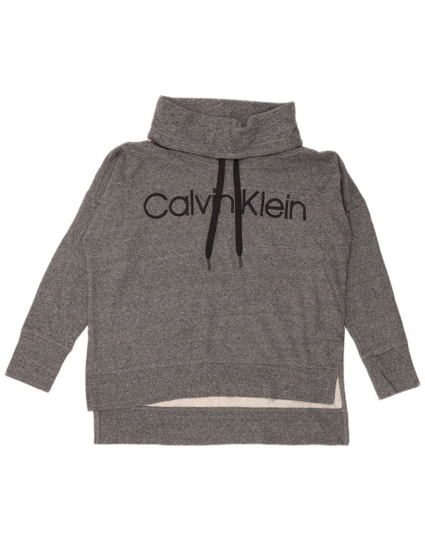 CALVIN KLEIN moletom feminino oversized gráfico jumper UK 14 cinza médio