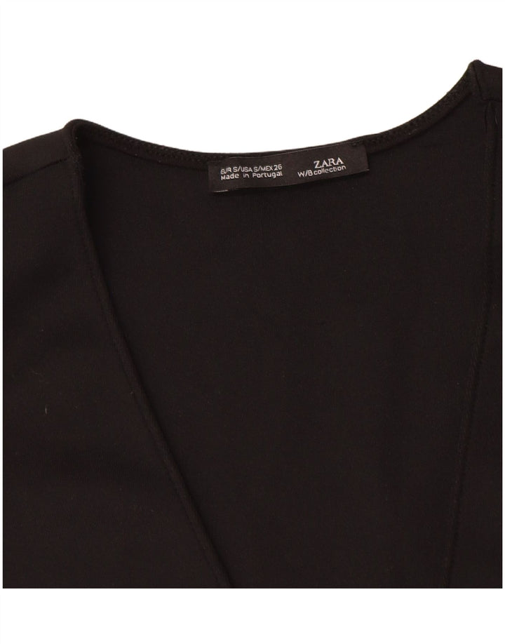 Blusa feminina sem mangas Zara Top UK 8 pequena preta
