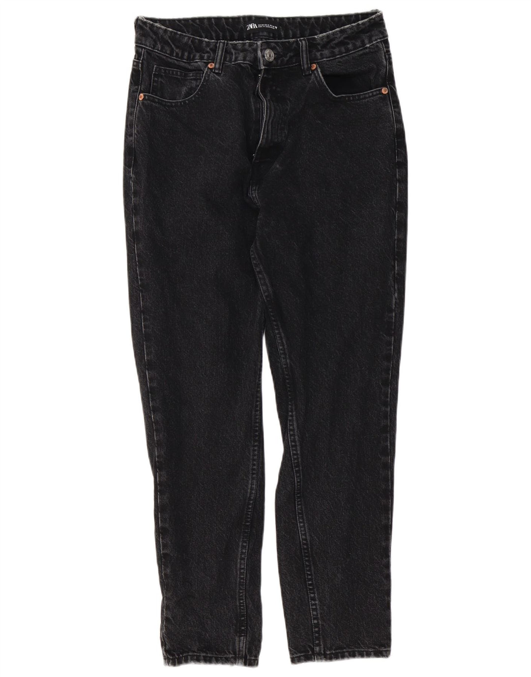 Zara Jeans Cônicos Femininos EU 40 Médio W30 L27 Preto