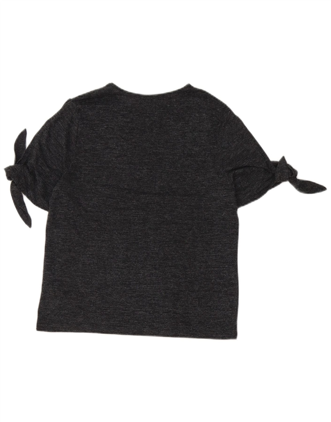 Camiseta feminina Zara UK 12 poliéster manchado cinza médio