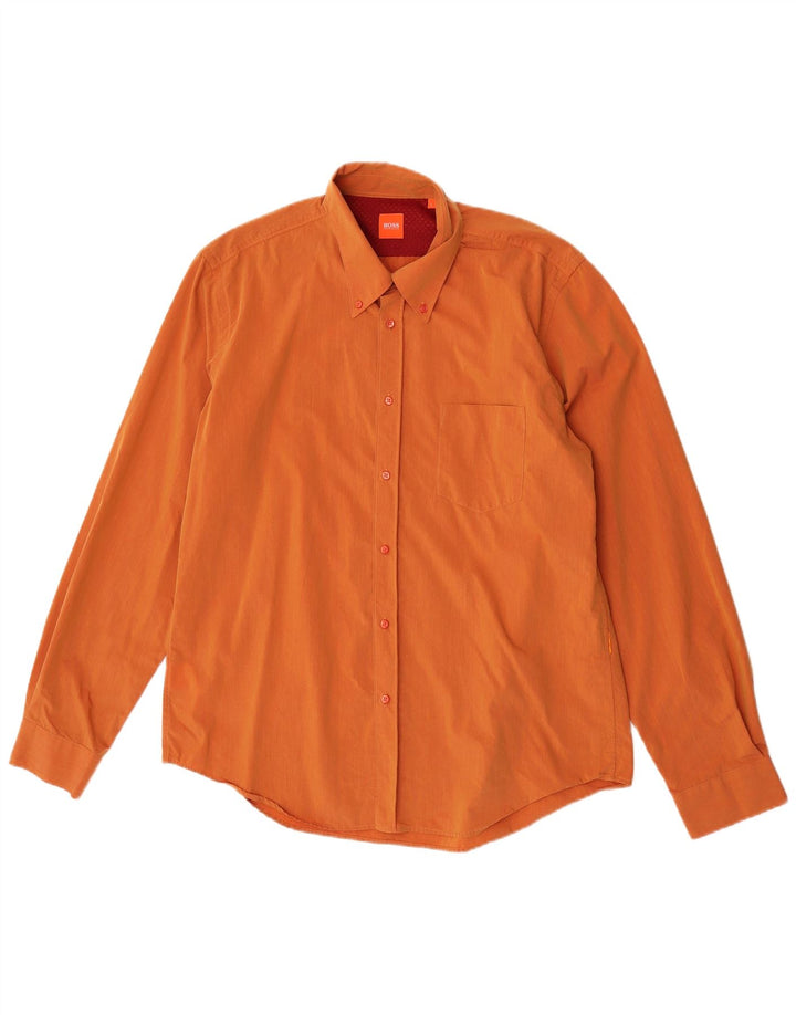 Camisa masculina Hugo Boss grande algodão laranja