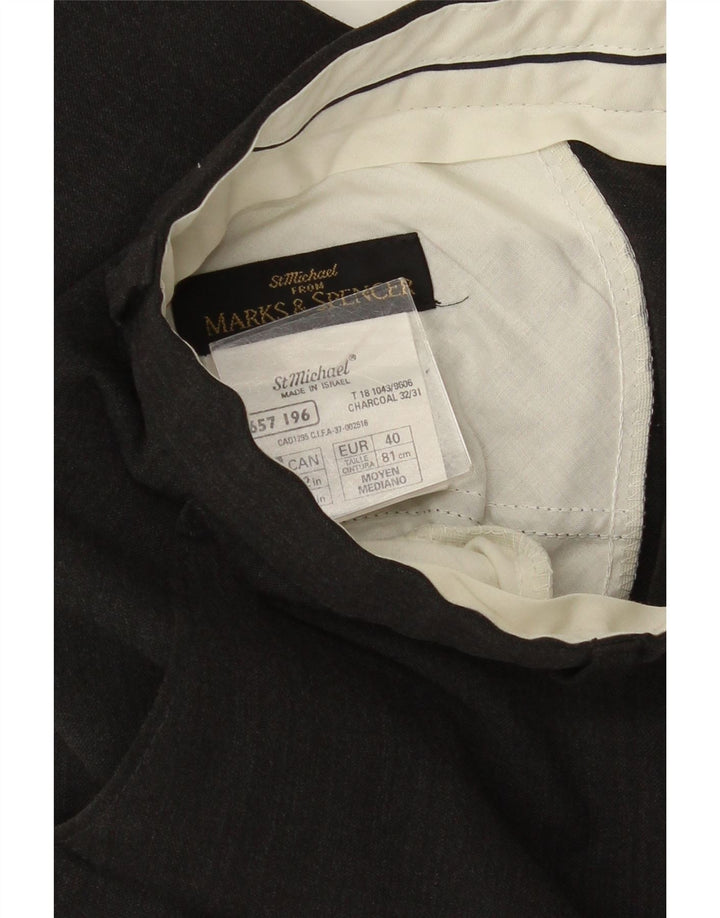 Calça masculina de terno reto MARKS & SPENCER W30 L30 poliéster cinza