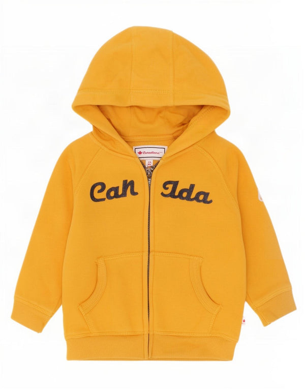 Suéter Canadiana Baby Boys com capuz e zíper gráfico 18-24 meses algodão amarelo