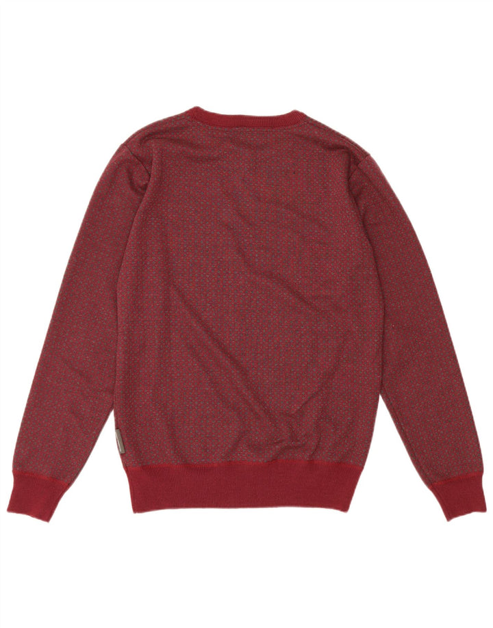 Suéter masculino com gola redonda French Connection médio Borgonha manchado