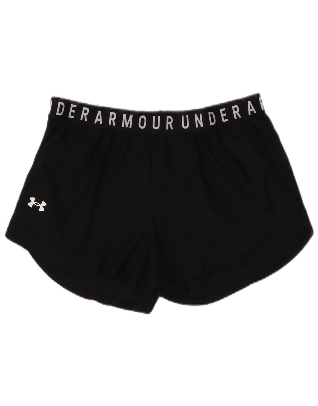 Shorts esportivos femininos Under ARMOUR Heat Gear Graphic UK 14 grandes pretos