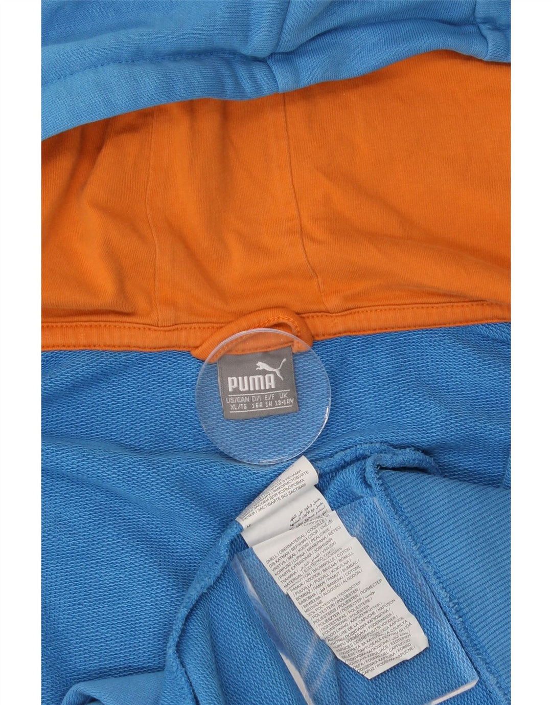PUMA Boys Graphic Zip Hoodie Sweater 13-14 Years Blue Cotton Vintage Puma and Second-Hand Puma from Messina Hembry 