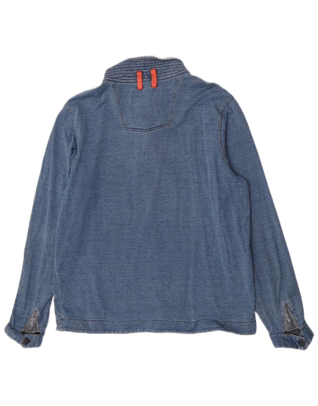 Fat Face Masculino Botão Pescoço Moletom Jumper Grande Algodão Riscas Azul
