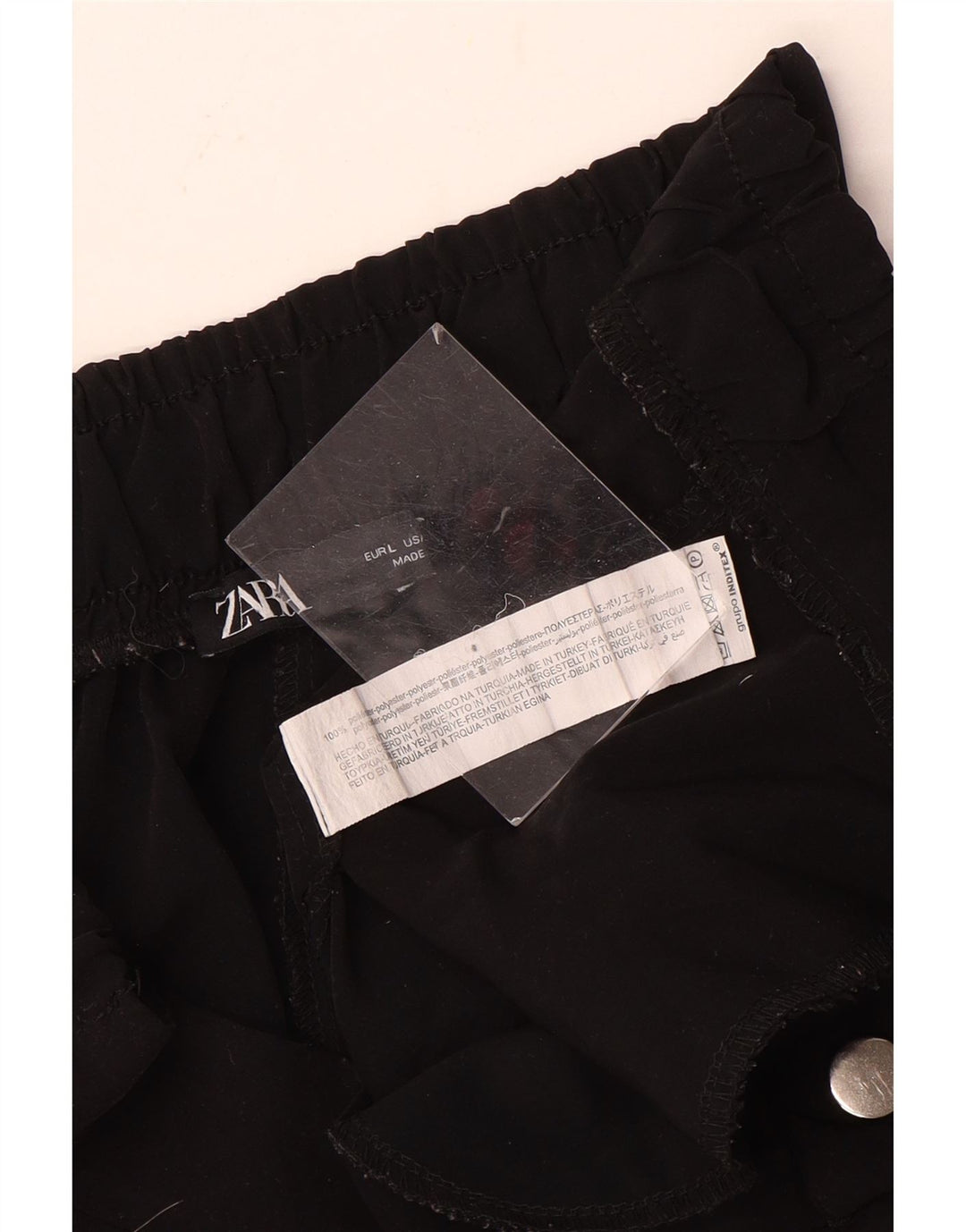 Calça jogger feminina ZARA grande W3 preta poliéster