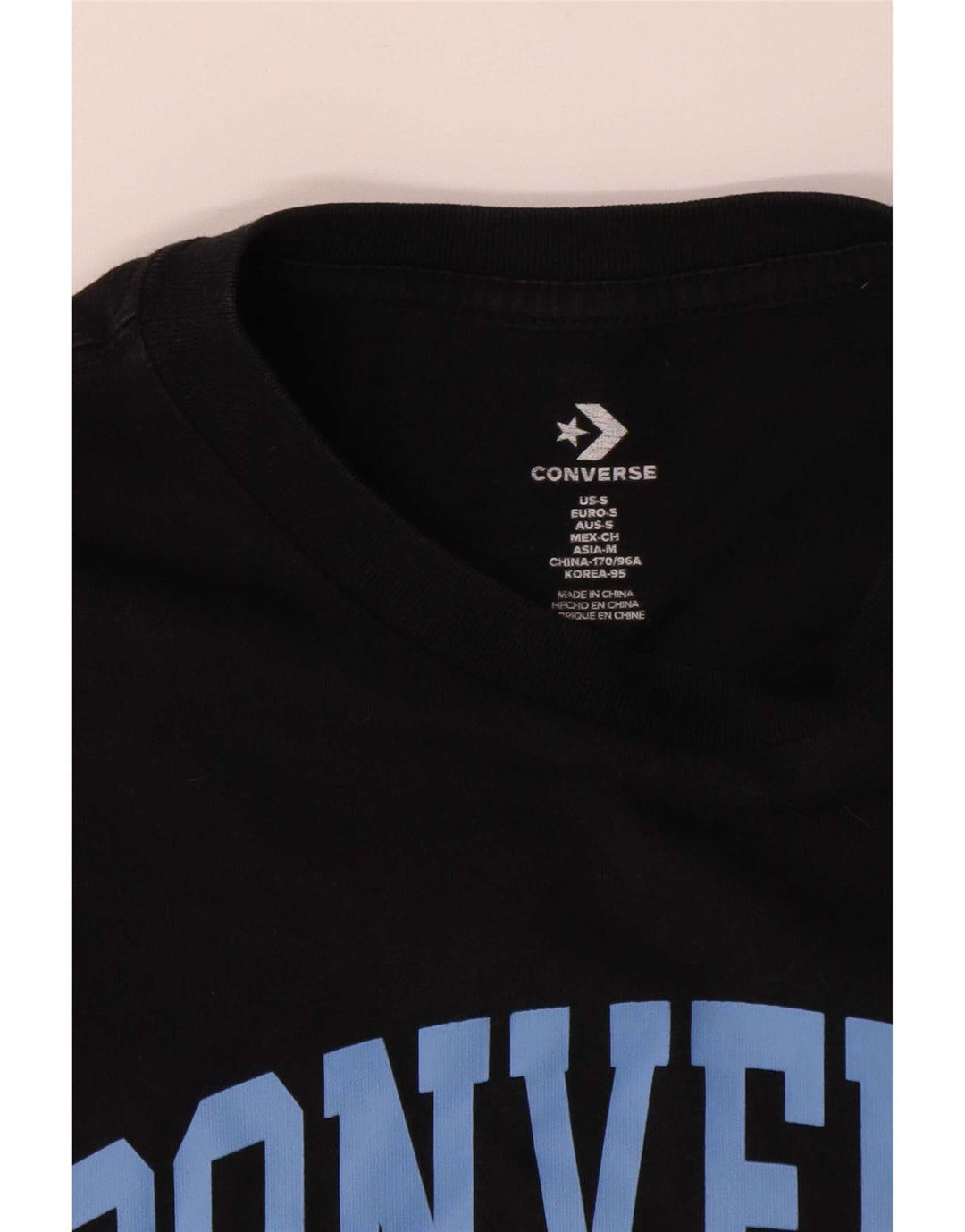 Converse Mens Graphic T-Shirt Top Pequeno Algodão Preto