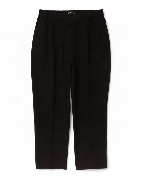 Zara Calça Chino Feminina Cintura Alta Cônica XL W32 L26 Poliéster Preto