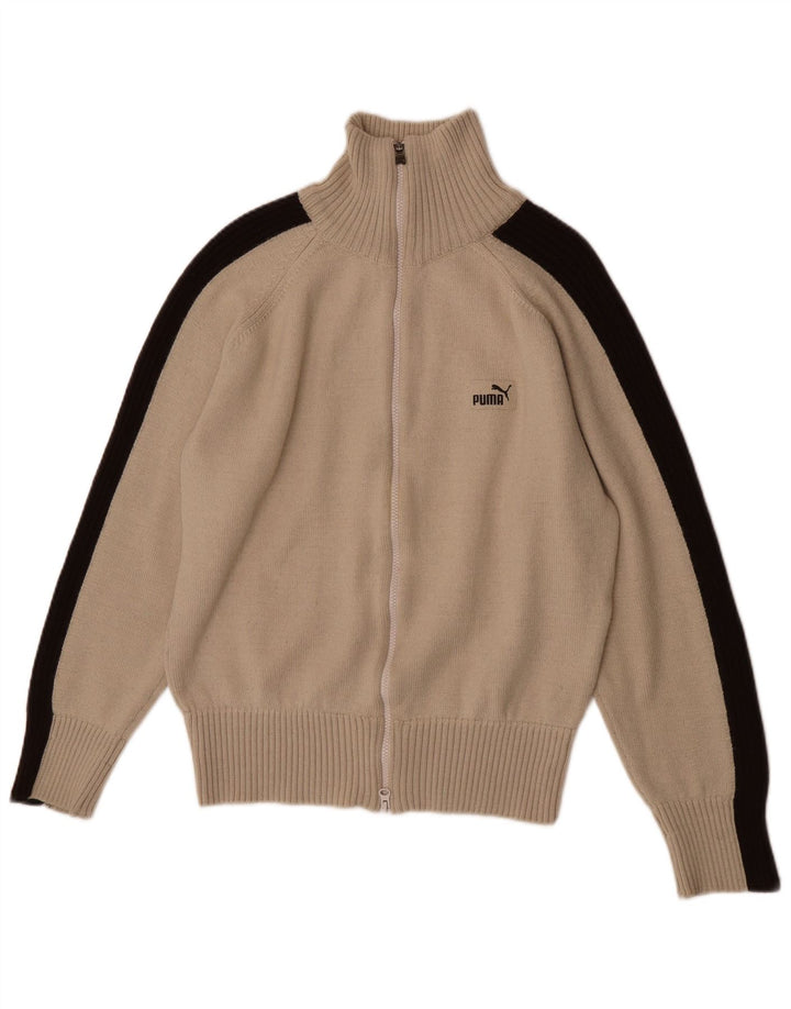 Suéter cardigã masculino Puma grande bloco colorido bege