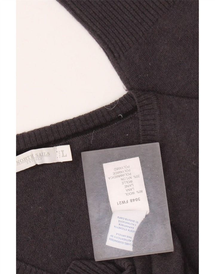 Suéter feminino NORTH SAILS com decote em V Reino Unido 14 grande lã cinza