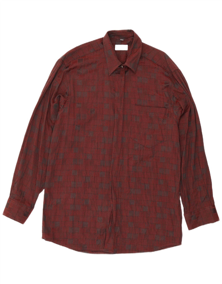 Camisa masculina Canda tamanho 39/40 médio borgonha viscose geométrica