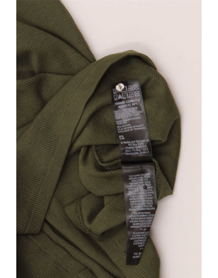 Top feminino Marks & Spencer de um ombro Reino Unido 12 algodão cáqui médio