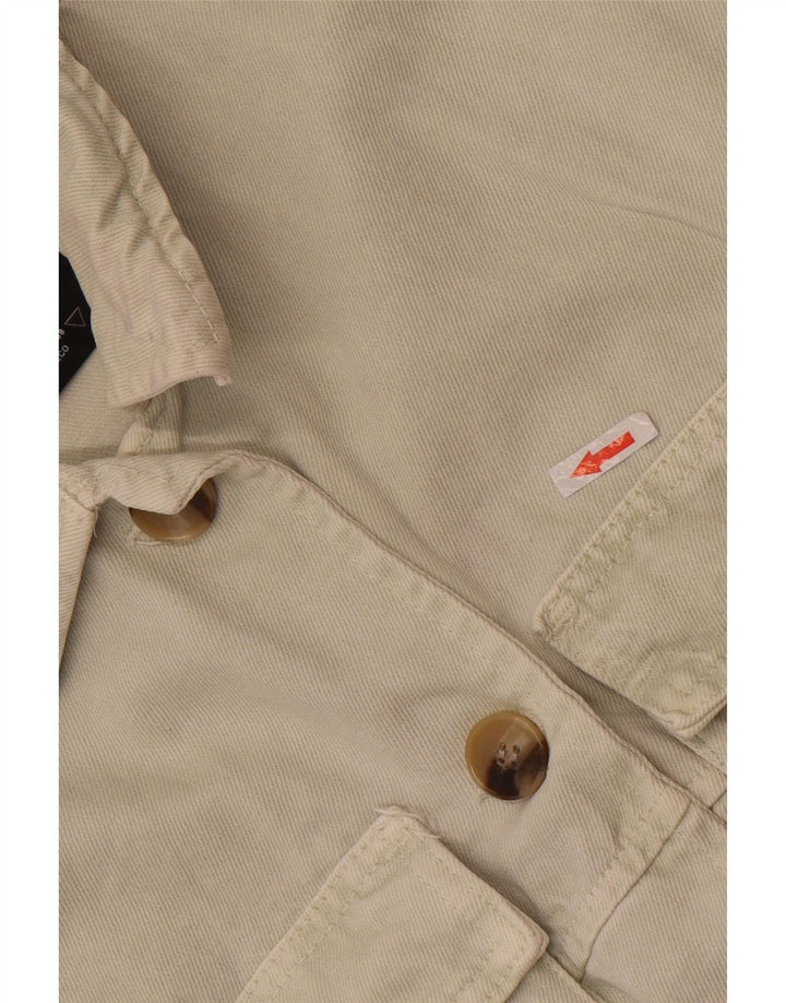 Jaqueta jeans feminina Zara UK 10 pequeno algodão branco