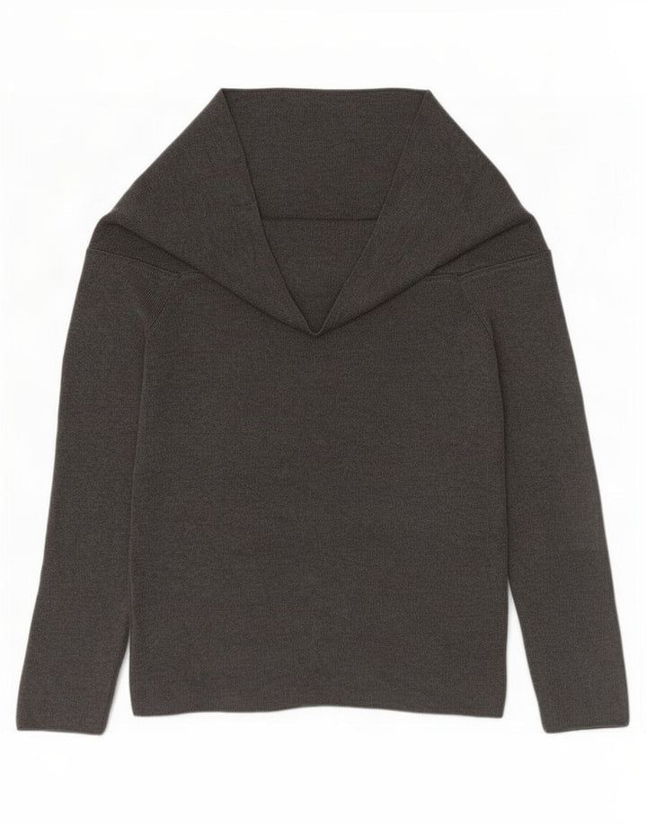 Suéter feminino Marks & Spencer com gola redonda Reino Unido 12 viscose cinza médio
