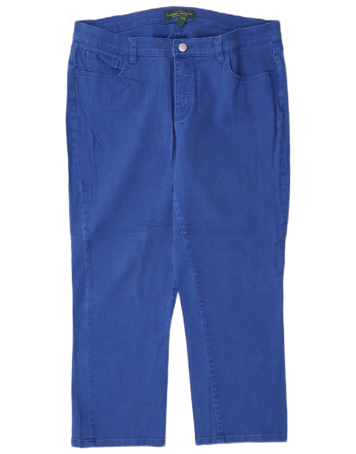 Jeans recortados femininos Ralph Lauren EUA 16 XL W36 L25 algodão azul