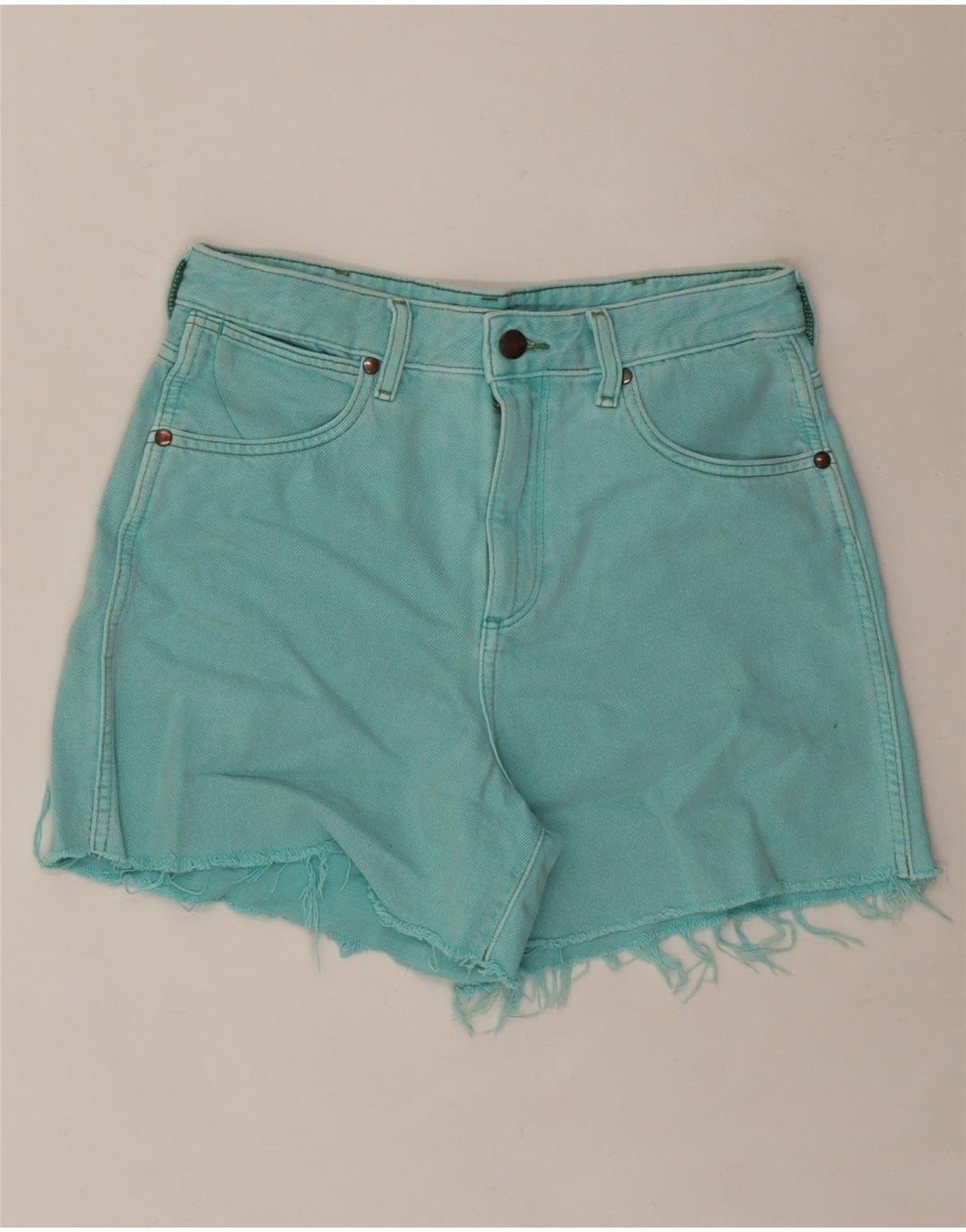 Shorts jeans feminino WRANGLER W28 algodão turquesa médio