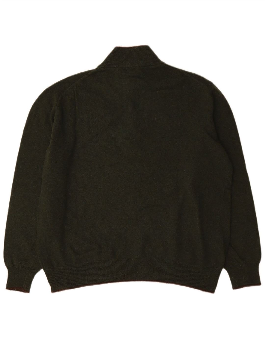 Suéter masculino Fila com zíper e gola alta de lã verde grande