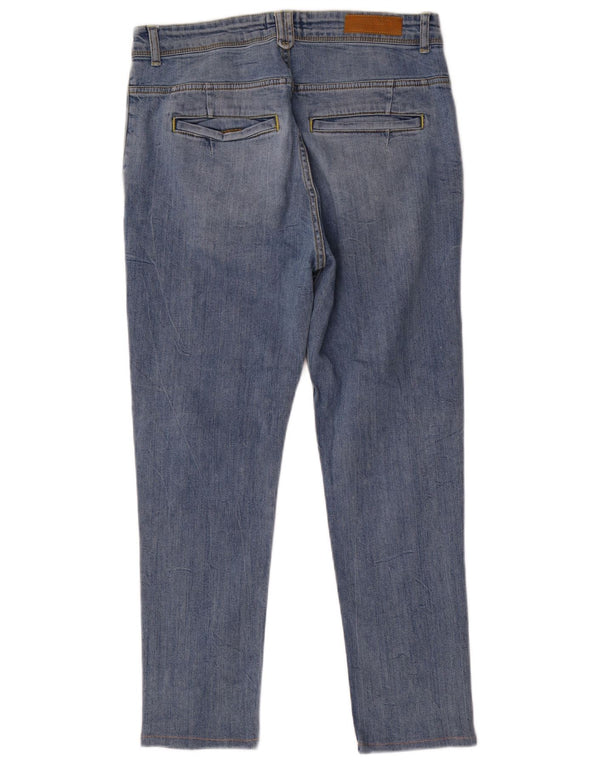 Zara Jeans masculino cortado desgastado UE 42 grande W32 L26 algodão azul