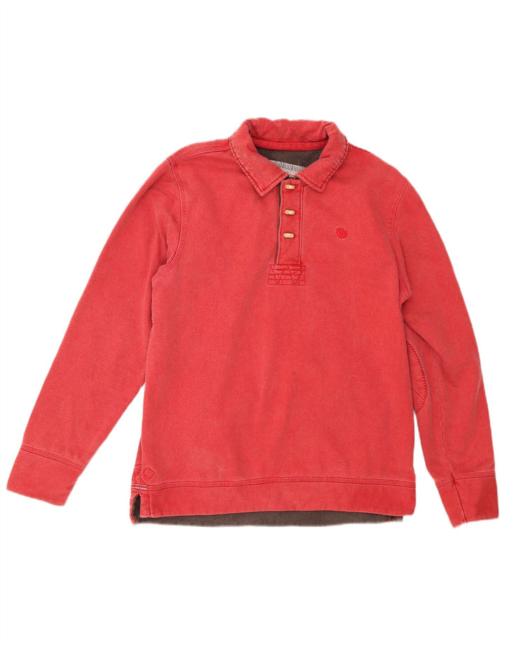 FAT FACE Mens Polo Neck Sweatshirt Jumper Medium Red Cotton