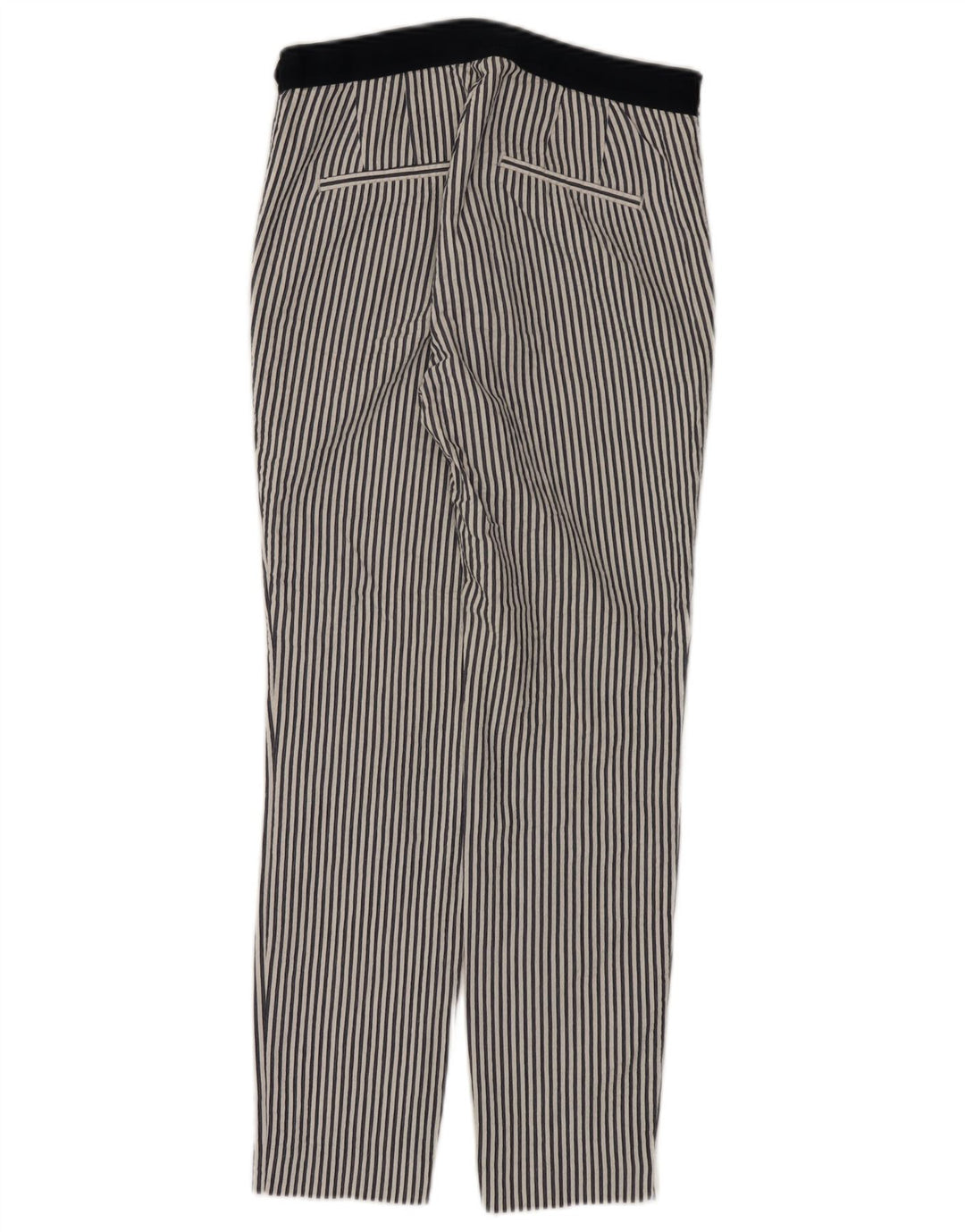 ZARA Calça Chino Feminina Slim Pequena W26 L27 Algodão Listrado Branco