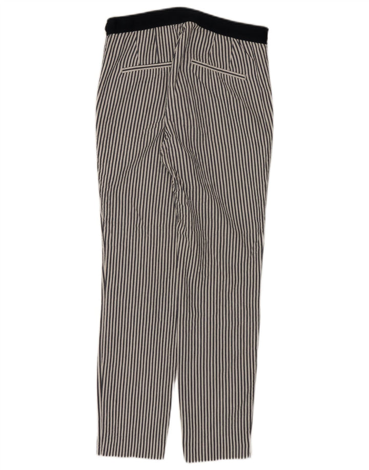 ZARA Calça Chino Feminina Slim Pequena W26 L27 Algodão Listrado Branco