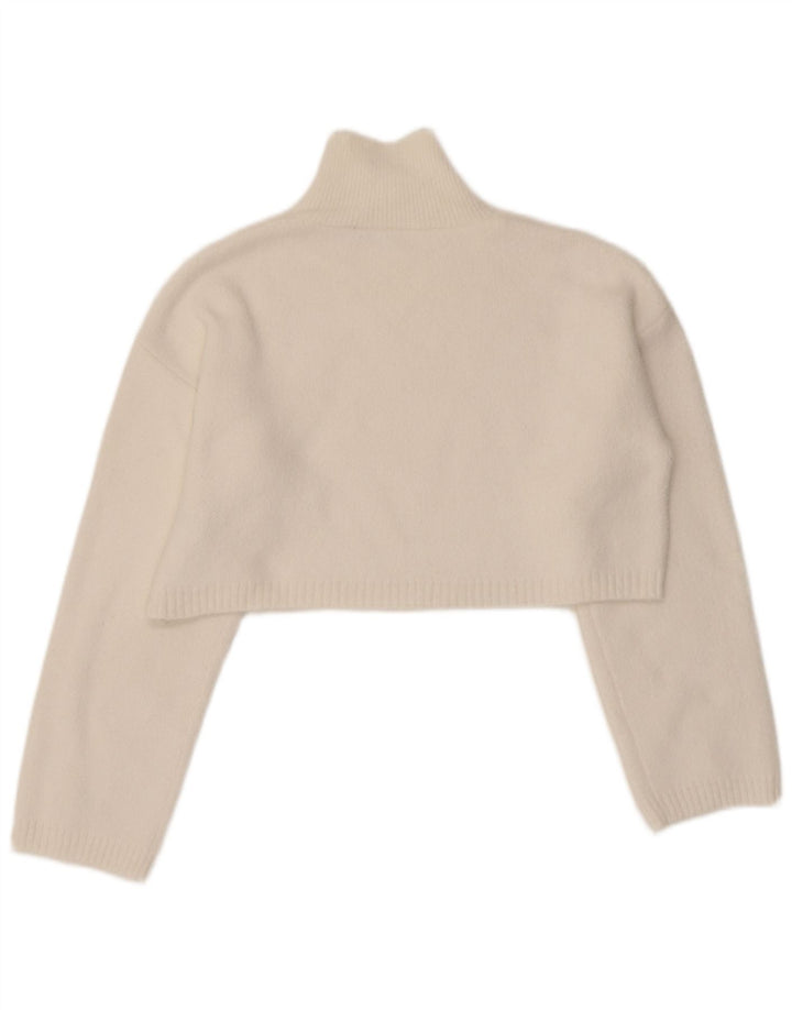 Suéter feminino Zara com gola tartaruga e gola alta, Reino Unido 10, pequeno, branco, poliamida