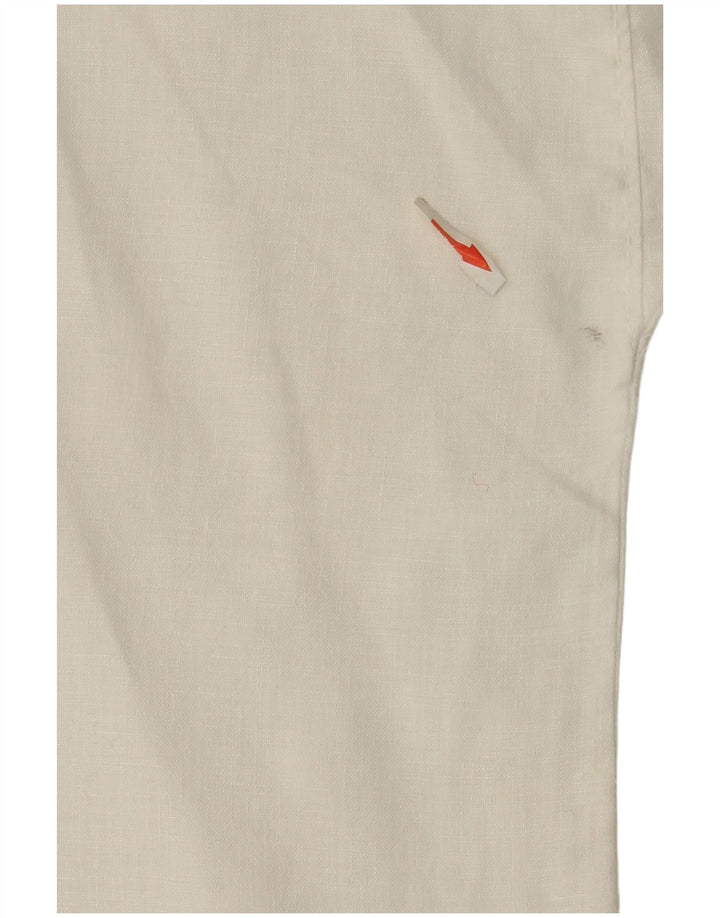 Blusa feminina Stefanel Batwing Top UK 14 grande linho branco