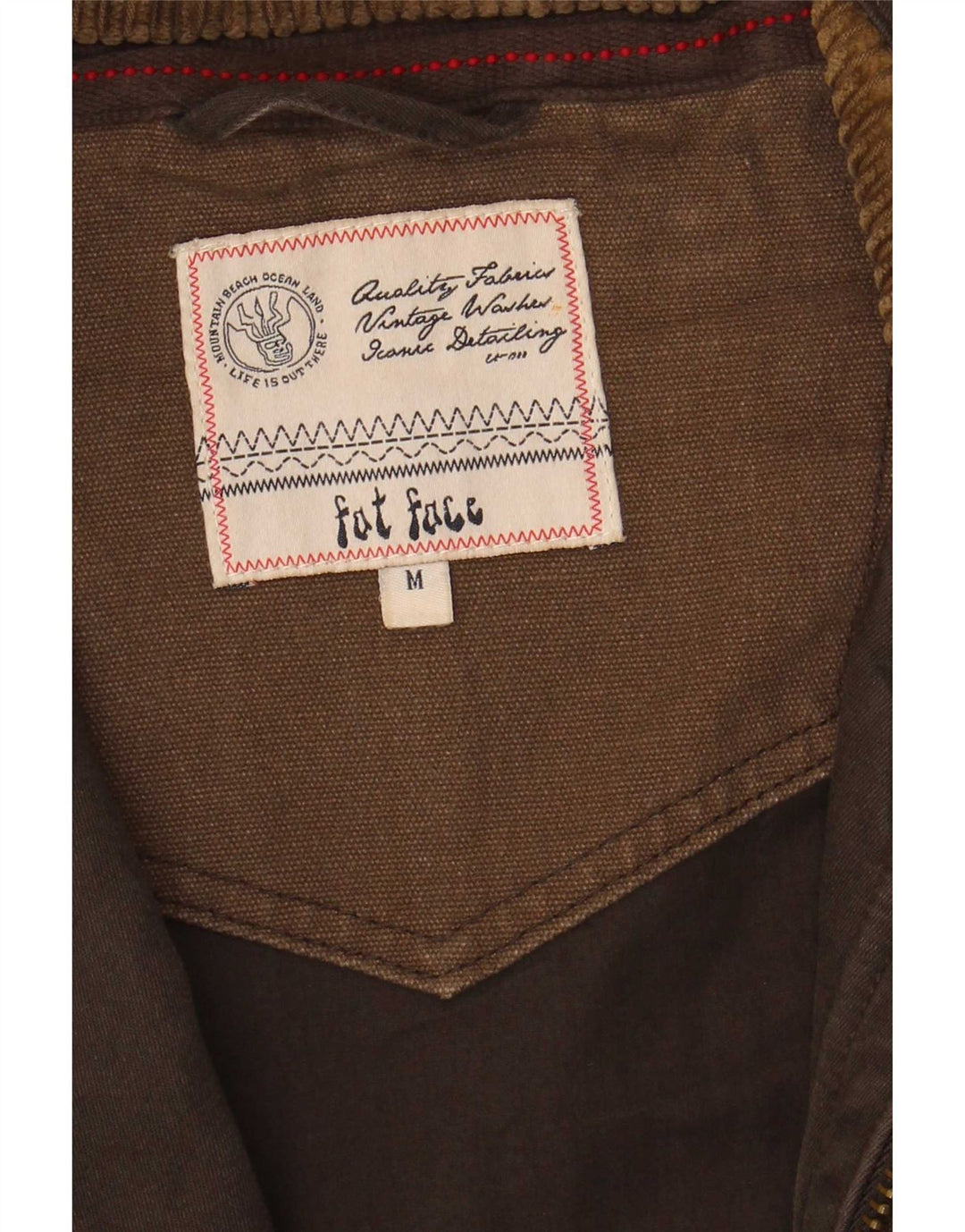 Jaqueta militar masculina Fat Face Reino Unido 38 algodão marrom médio